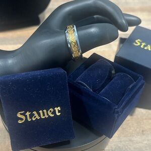 Vintage Stauer ~ Men’s Ring ~ Tungsten with Gold Tone ~ Size 13